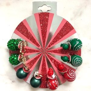 4 pairs earrings Christmas ornament double sided